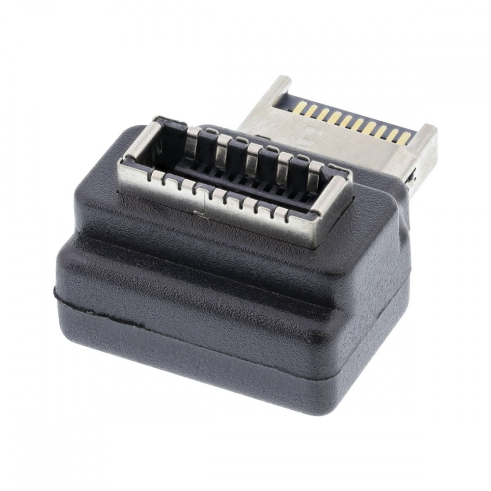 20pin Type-E Male to Type-E USB 3.1 Front Panel Header Female Motherboard Extension Data Adapter 90 Degree Angled