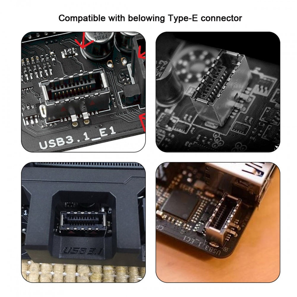 20pin Type-E Male to Type-E USB 3.1 Front Panel Header Female Motherboard Extension Data Adapter 90 Degree Angled