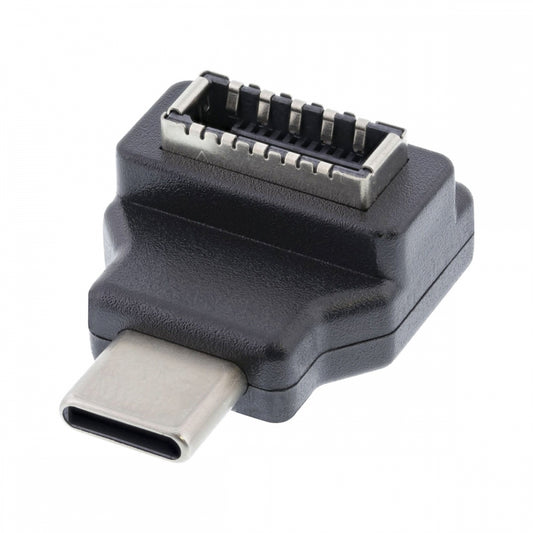 Type-C USB-C Male to Type-E USB 3.1 Front Panel Header Female Motherboard Extension Data Adapter 90 Degree Angled