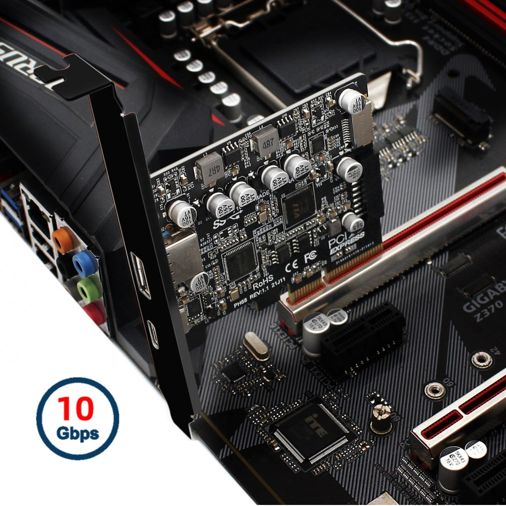 10Gbps Type-E USB 3.1 Front Socket & USB3.0 19Pin/20Pin & Type-A USB-C to PCI-E Express Card Adapter ASM3142 VL822