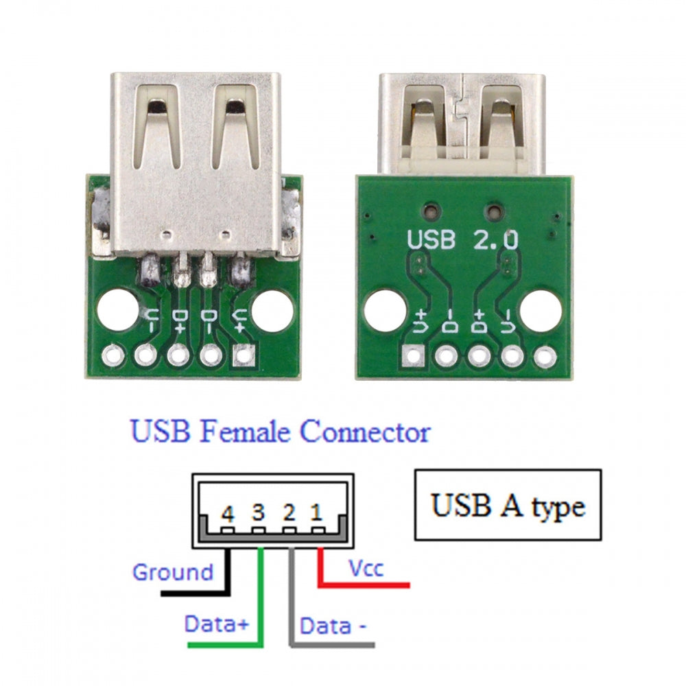 5pcs/set DIY OEM USB2.0 Type-A Female Receptacle Socket Connector with PCB Mounting Assembly Solder Type 480Mbps