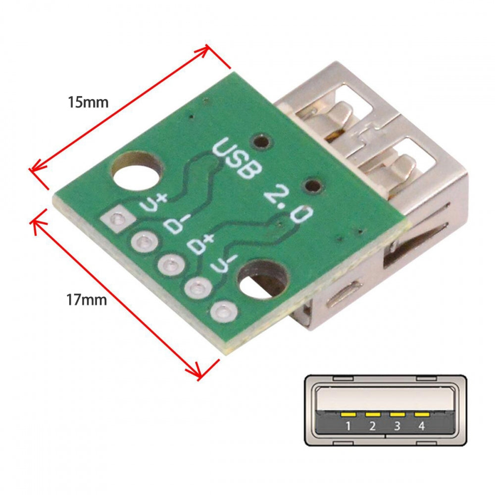 5pcs/set DIY OEM USB2.0 Type-A Female Receptacle Socket Connector with PCB Mounting Assembly Solder Type 480Mbps