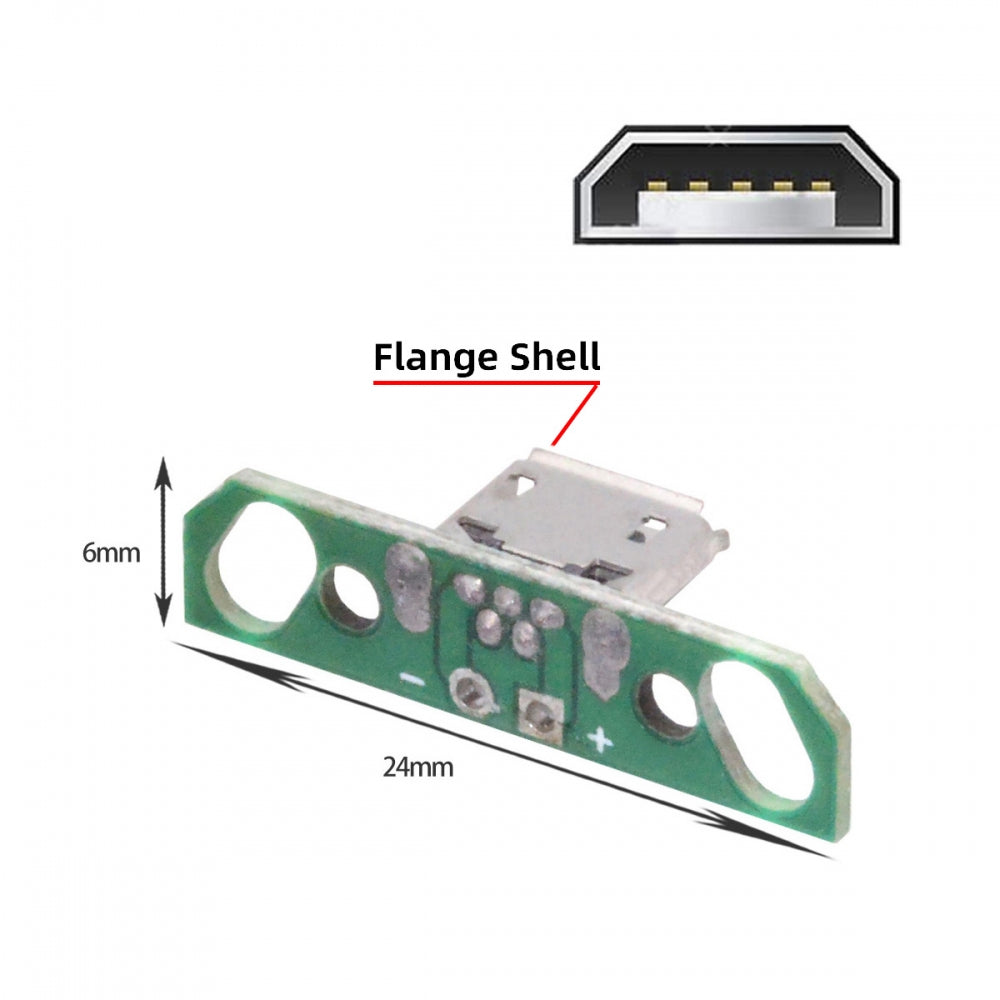 5pcs/set DIY OEM Micro USB2.0 Female Receptacle Socket Connector with Flange PCB Mounting Assembly Solder Type