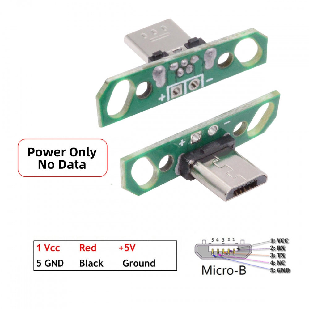 5pcs/set DIY OEM Micro USB2.0 Male Plug Connector 7mm Length with PCB Mounting Assembly Solder Type