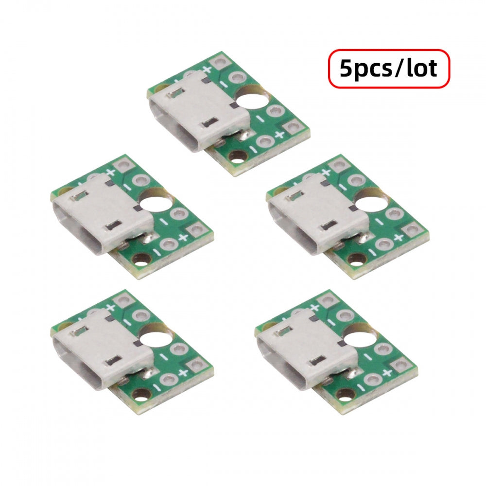 5pcs/set DIY OEM USB2.0 Micro-B Female Receptacle Socket Connector with PCB Mounting Assembly Solder Type 480Mbps