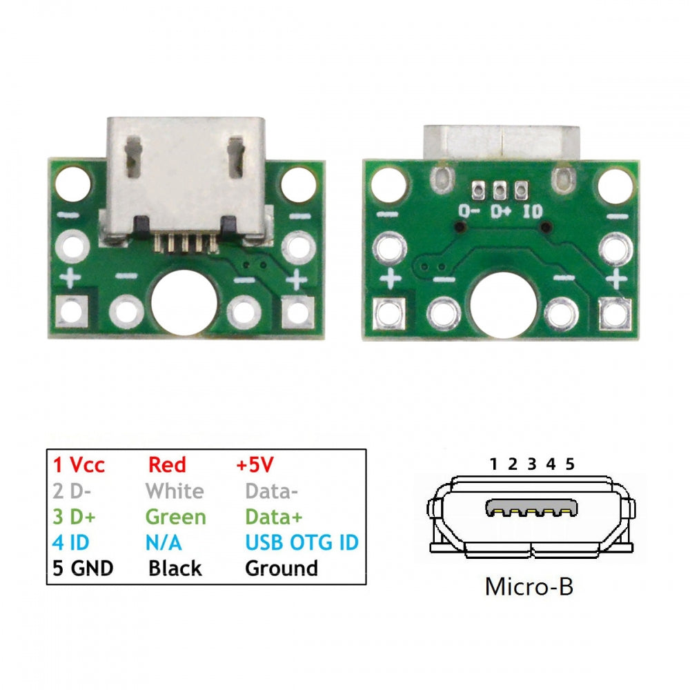 5pcs/set DIY OEM USB2.0 Micro-B Female Receptacle Socket Connector with PCB Mounting Assembly Solder Type 480Mbps