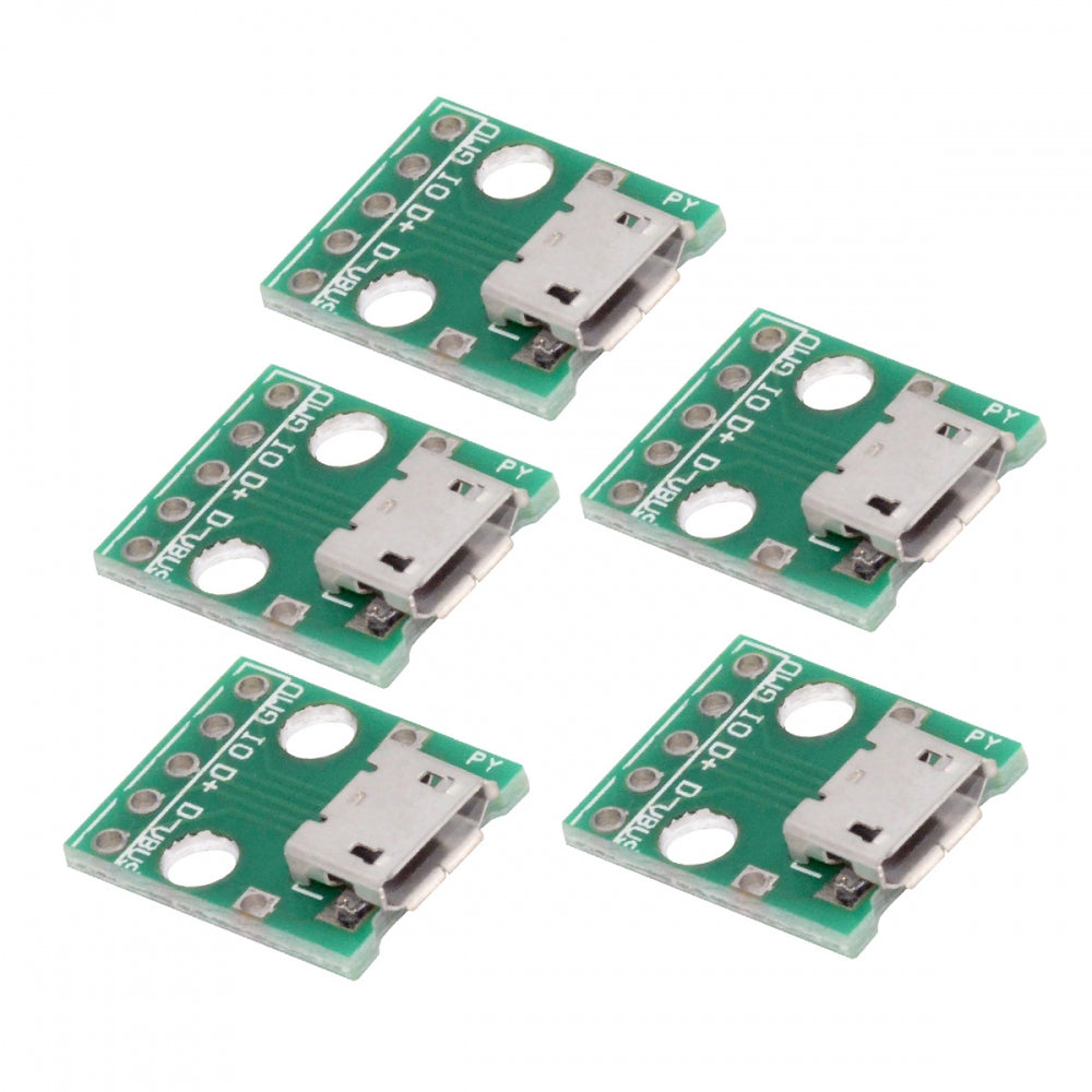 5pcs/set DIY OEM USB2.0 Micro-B Female Receptacle Socket Connector with Flange PCB Mounting Assembly Solder Type 480Mbps
