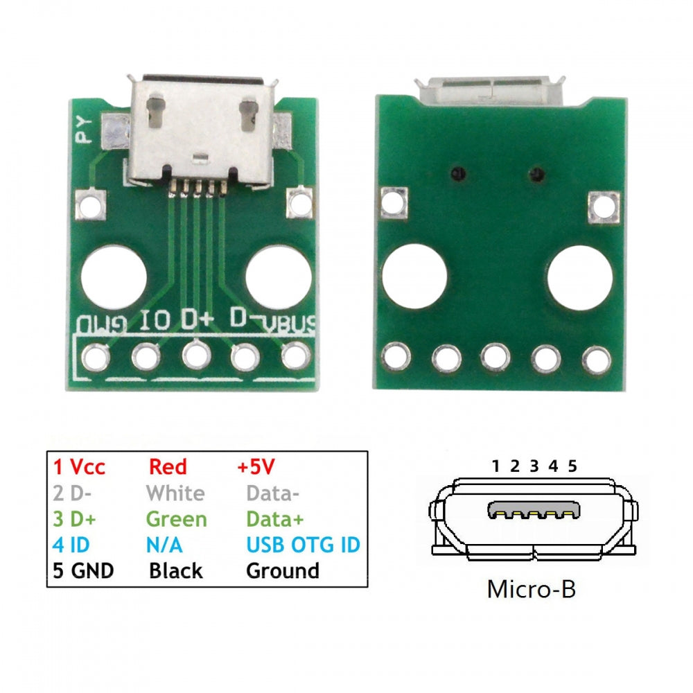 5pcs/set DIY OEM USB2.0 Micro-B Female Receptacle Socket Connector with Flange PCB Mounting Assembly Solder Type 480Mbps