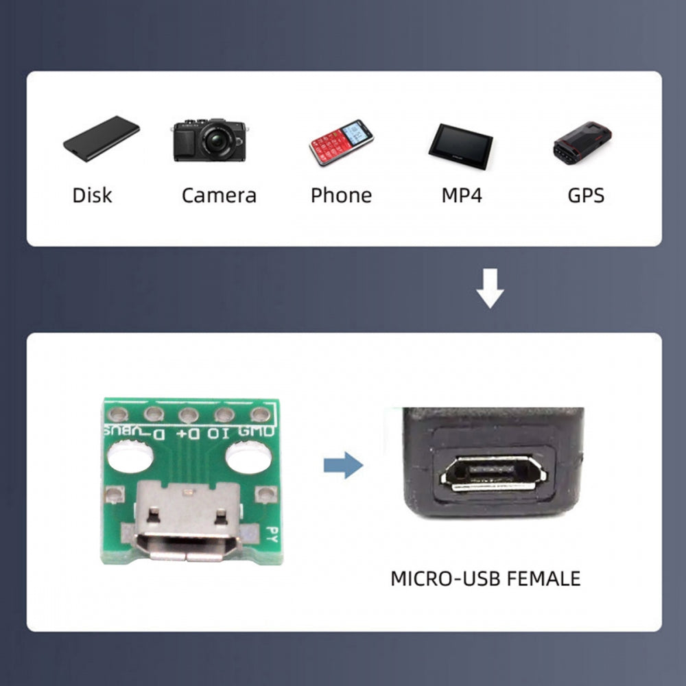 5pcs/set DIY OEM USB2.0 Micro-B Female Receptacle Socket Connector with Flange PCB Mounting Assembly Solder Type 480Mbps