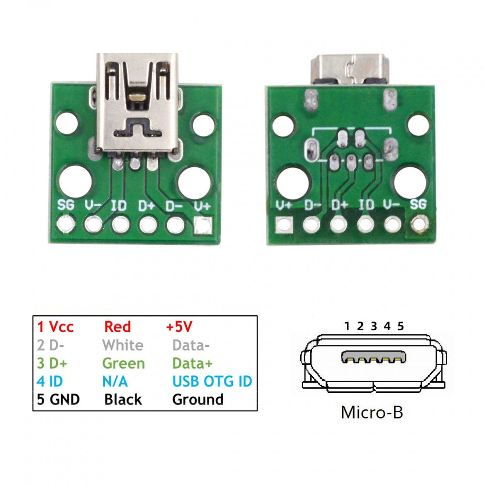 5pcs/set DIY OEM USB2.0 Mini-B Female Receptacle Socket Connector Horizontal with PCB Mounting Assembly Solder Type 480Mbps
