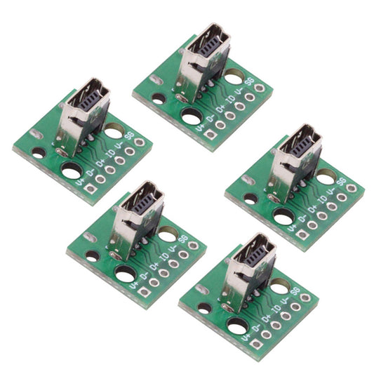 5pcs/set DIY OEM USB2.0 Mini-B Female Receptacle Socket Connector Vertical with PCB Mounting Assembly Solder Type 480Mbps