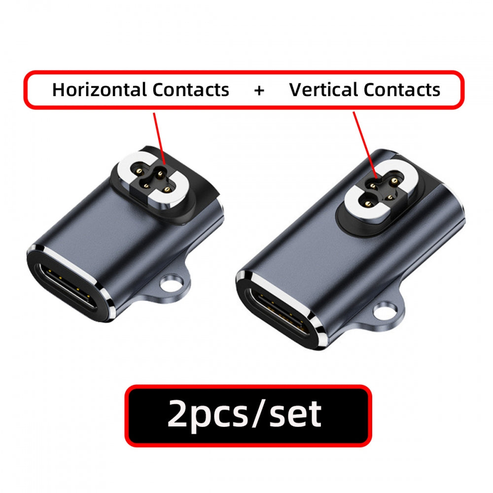 2pcs/lot Magnetic Charging Adapter USB Type-C to 4-Pin Horizontal Vertical Rhomboid Contacts Compatible with Bone Conduction Headphone S70
