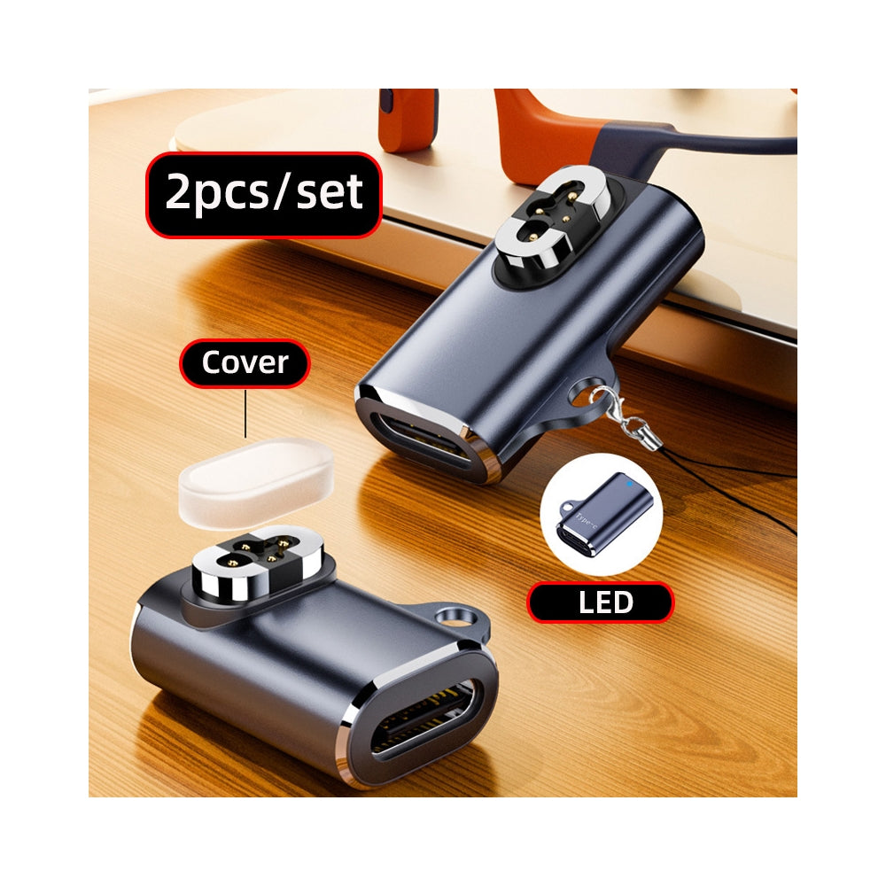 2pcs/lot Magnetic Charging Adapter USB Type-C to 4-Pin Horizontal Vertical Rhomboid Contacts Compatible with Bone Conduction Headphone S70