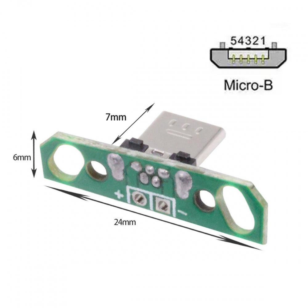5pcs/set DIY OEM Micro USB2.0 Male Plug Connector 7mm Length with PCB Mounting Assembly Solder Type