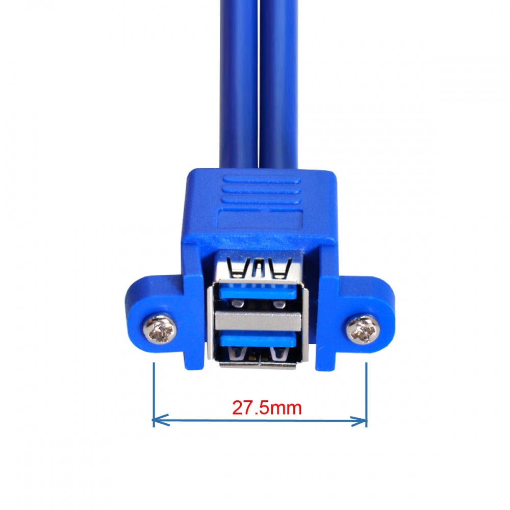 Stackable Dual USB 3.0 Male to Female Type-A Panel Type Header Cable Dual Ports 50cm