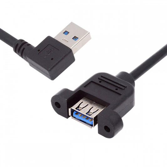 Left Angled USB 3.0 Male to Female Type-A Panel Type Header Cable 90 Degree Connector 30cm