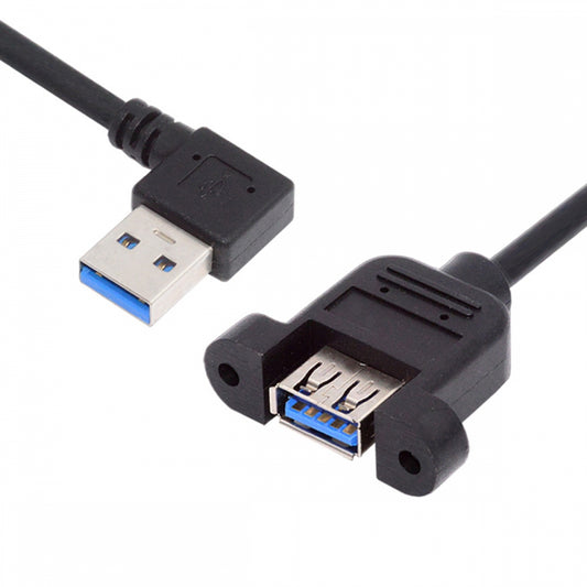 Right Angled USB 3.0 Male to Female Type-A Panel Type Header Cable 90 Degree Connector 30cm