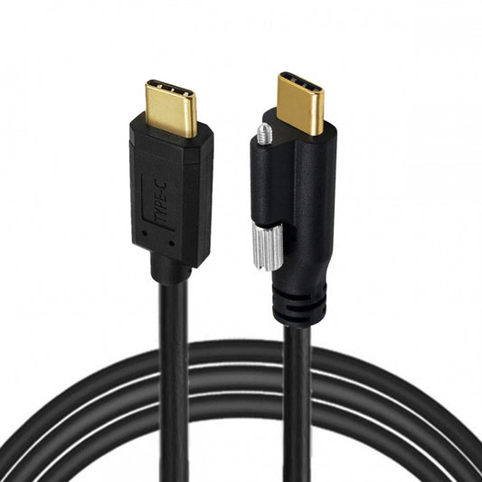 USB 3.1 Type-C Male to Single Thumbscrew Locking USB-C 10Gbps Data 4K Cable Panel Mount Type