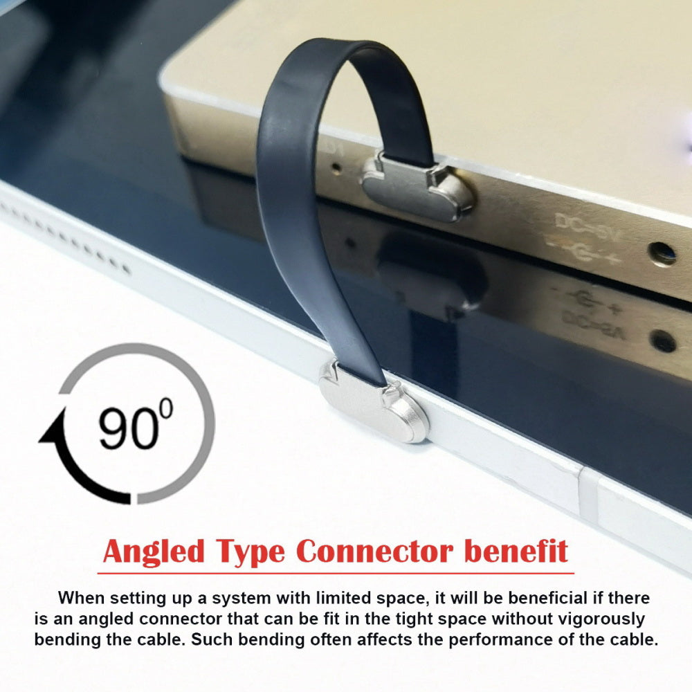 2pcs/lot Angled USB-C Type C to USB-C Ultra Slim Flat Power USB2.0 Data Cable 65W Fast Charge for Laptop Tablet Phone