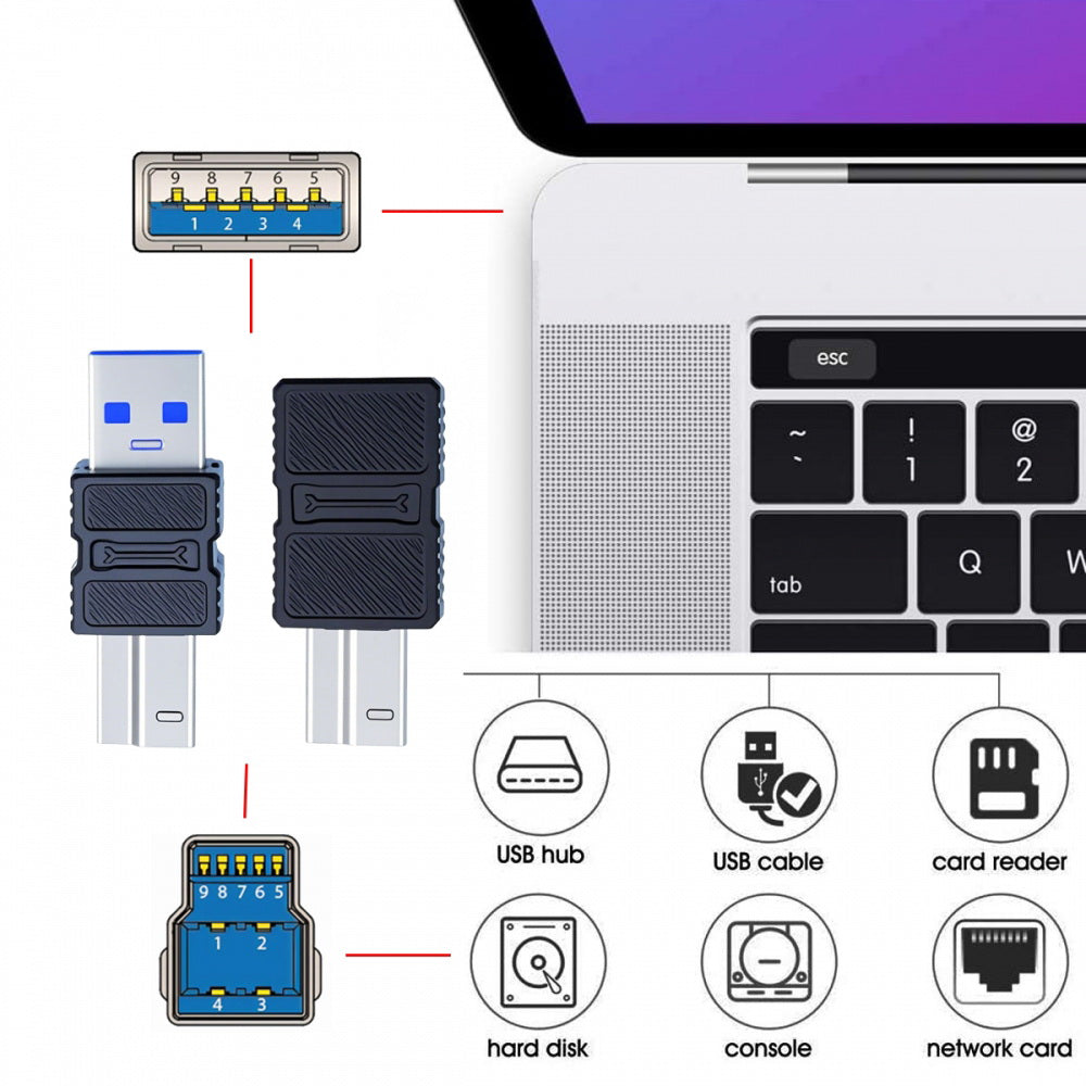 2pcs/lot USB 3.0 Type-B Male to USB3.0 Type-A Male Female Adapter Extension 5Gbps for Disk SSD Camera Data