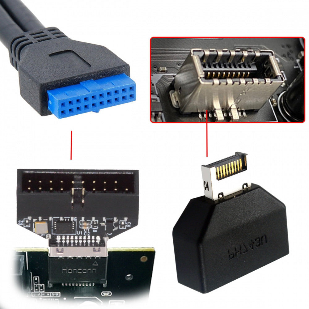 Overmold Type-E IDC Socket USB 3.1 Front Panel Header to USB 3.0 20Pin Header Extension Adapter with CH334P
