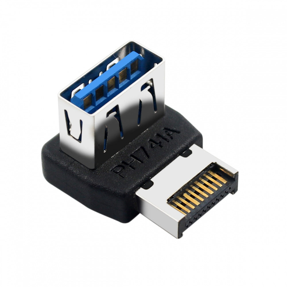 USB 3.1 Front Panel Header Male Type-E to Type-A USB3.0 Female  Data Adapter Up Angled 90 Degree for Motherboard