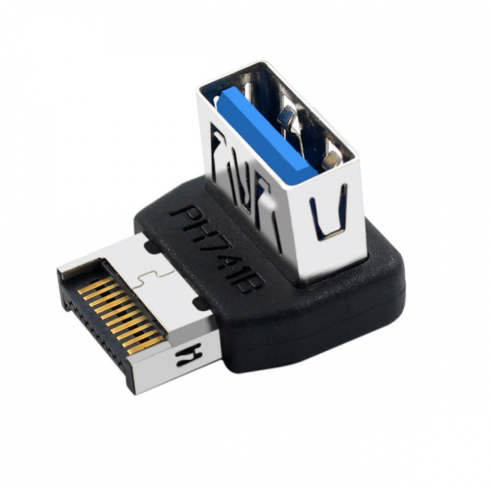 USB 3.1 Front Panel Header Male Type-E to Type-A USB3.0 Female  Data Adapter Down Angled 90 Degree for Motherboard