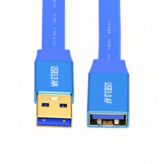 Ultra Flat Slim USB 3.0 Type-A Male to USB3.0 A Female Cable Extension Blue 5Gbps for Disk SSD Camera Data