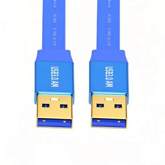 Ultra Flat Slim USB 3.0 Type-A Male to USB3.0 A Male Cable Extension Blue 5Gbps for Disk SSD Camera Data