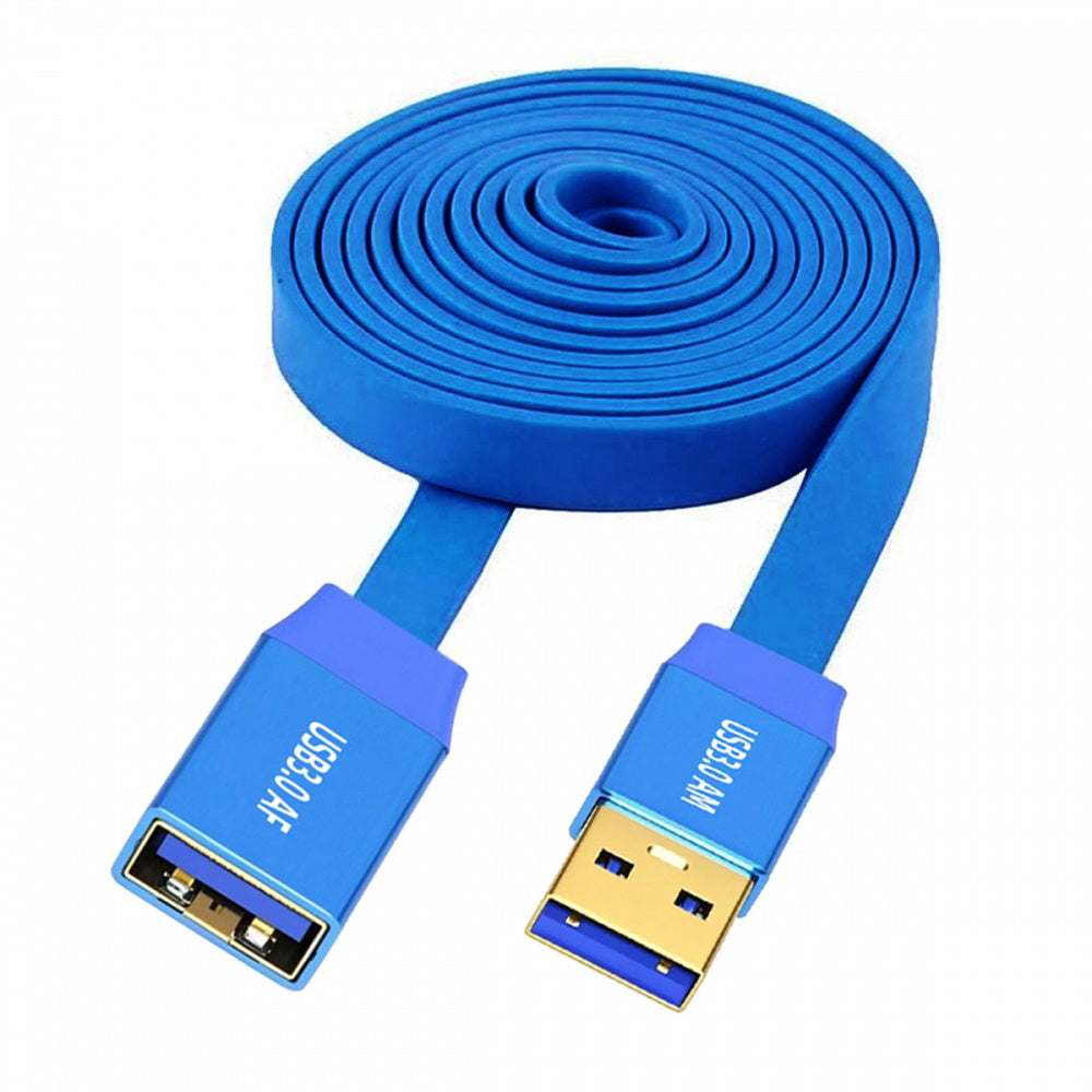 Ultra Flat Slim USB 3.0 Type-A Male to USB3.0 A Female Cable Extension Blue 5Gbps for Disk SSD Camera Data