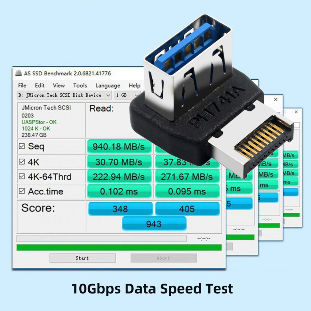 USB 3.1 Front Panel Header Male Type-E to Type-A USB3.0 Female  Data Adapter Up Angled 90 Degree for Motherboard