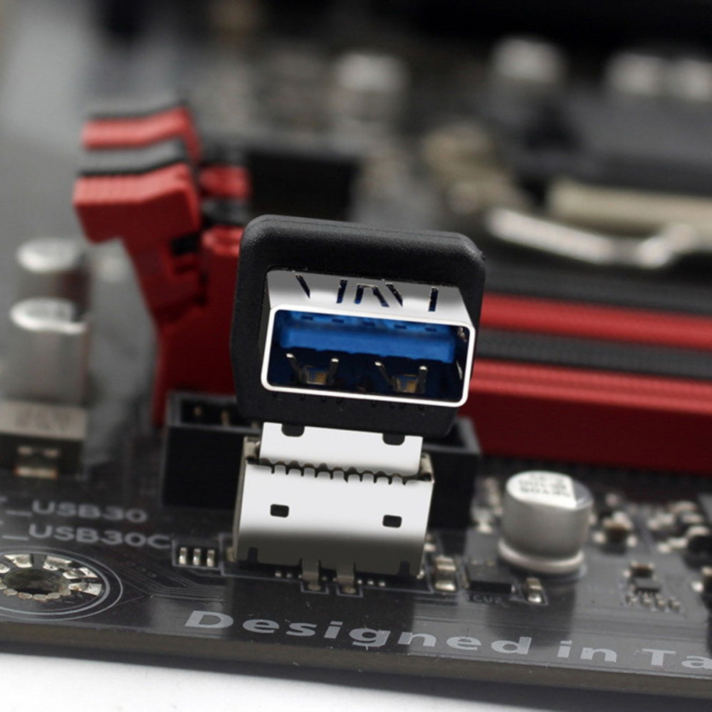USB 3.1 Front Panel Header Male Type-E to Type-A USB3.0 Female  Data Adapter Up Angled 90 Degree for Motherboard