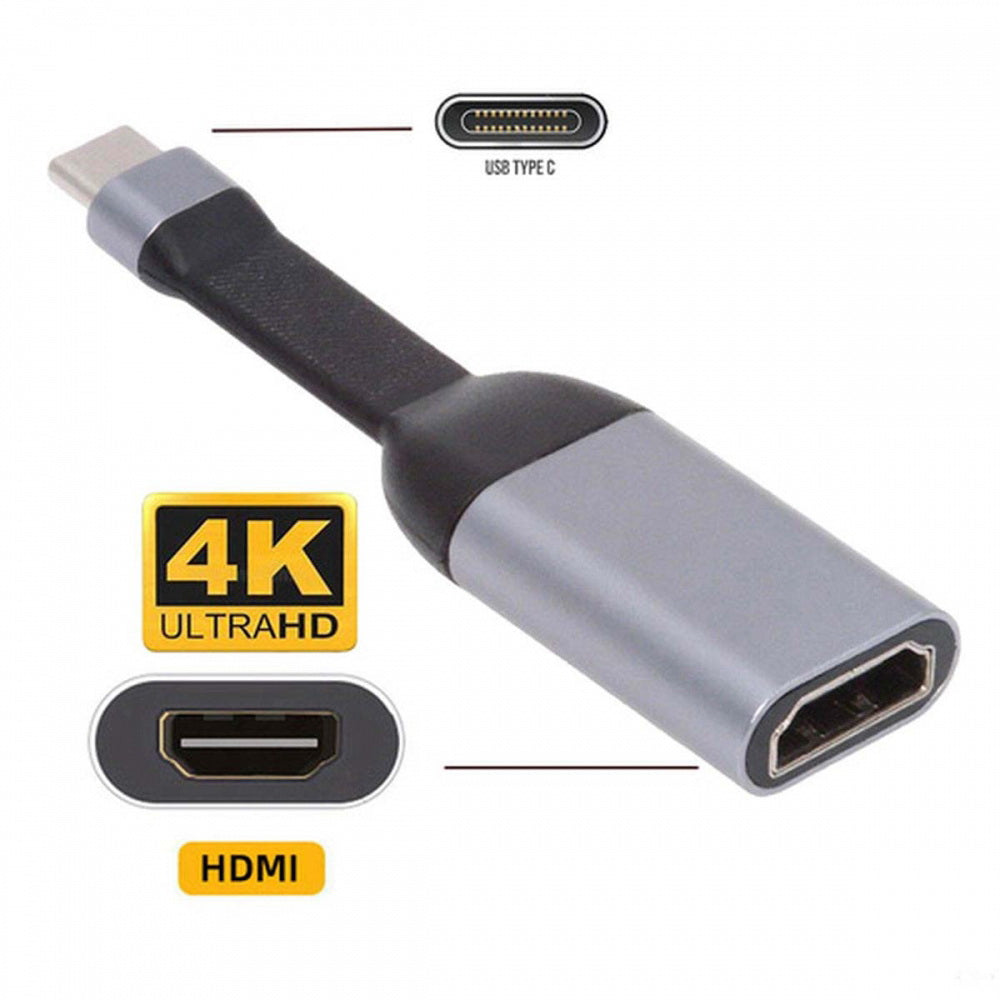 USB-C Type-C Source to HDMI 4K 60hz Sink HDTV Adapter Ultra Slim Flat Cable 1080p for Laptop Tablet Phone
