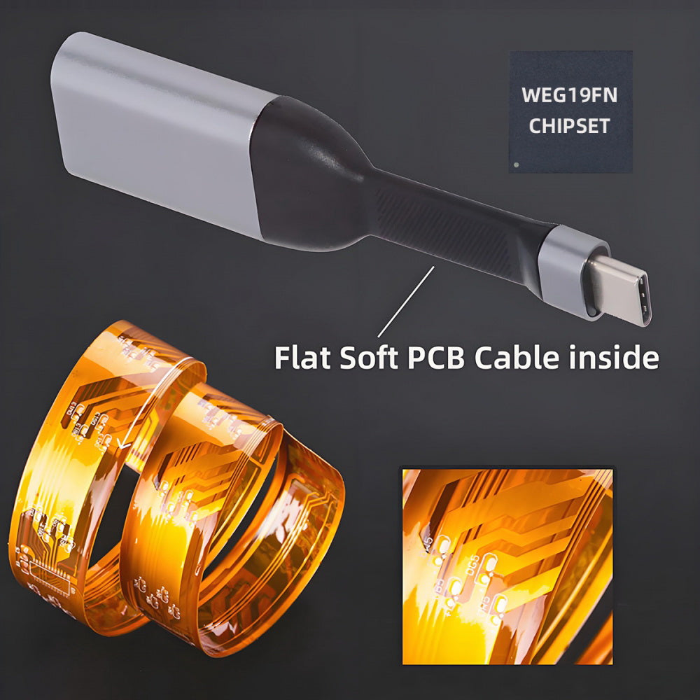 USB-C Type-C Source to Displayport 4K 60hz Sink HDTV Adapter Ultra Slim Flat Cable 1080p for Laptop Tablet Phone