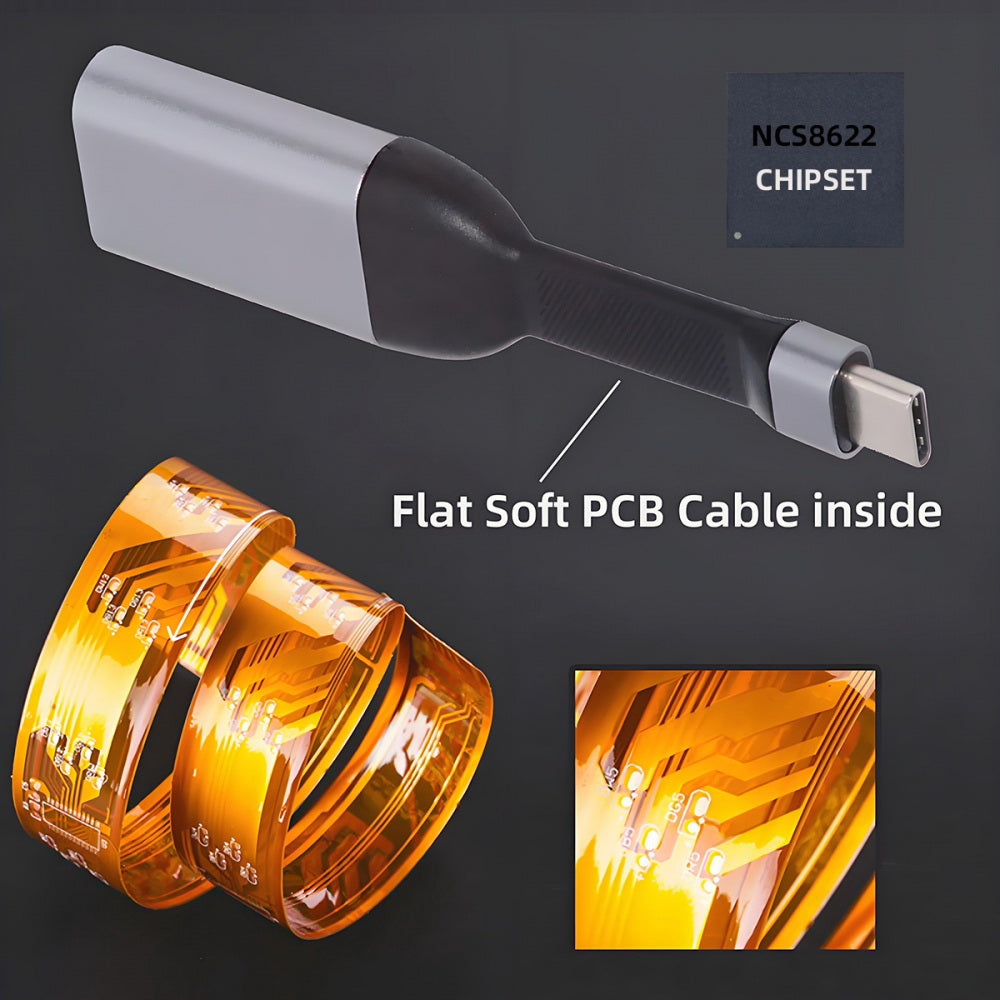 USB-C Type-C Source to HDMI 4K 60hz Sink HDTV Adapter Ultra Slim Flat Cable 1080p for Laptop Tablet Phone