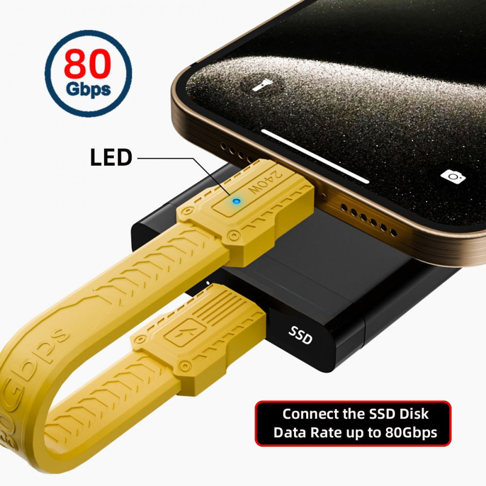 USB5.0 80Gbps Flat Slim FPC Cable 240W 16K@30hz 8K 60Hz 5K Lanyard Strap Chain Compatible with 40Gbps USB4.0 Thunderbolt3/4/5