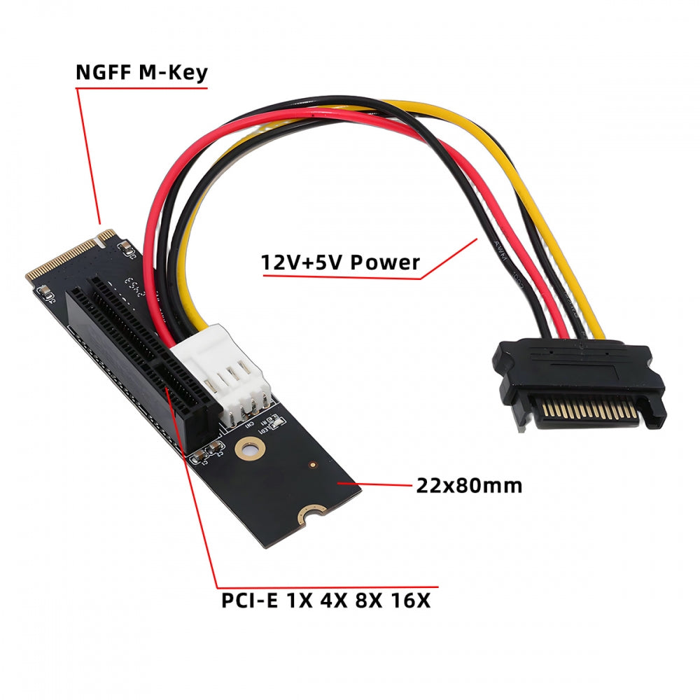 M.2 NGFF NVMe M-Key Extender to PCI-E X1 X4 X8 X16 Graphics Card Riser Adapter PCI-Express for M2 2260 2280
