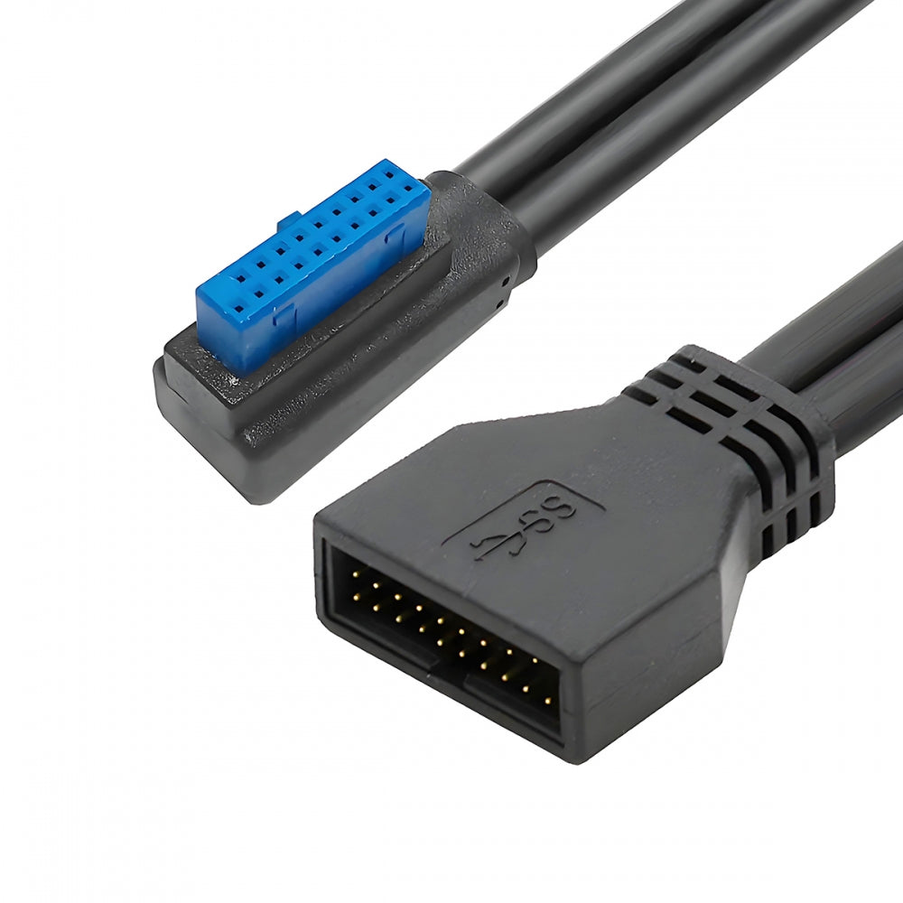 Right Angled USB 3.0 20Pin 19Pin Male Low Profile to Female Extension 5Gbps Cable 90 Degree for Motherboard