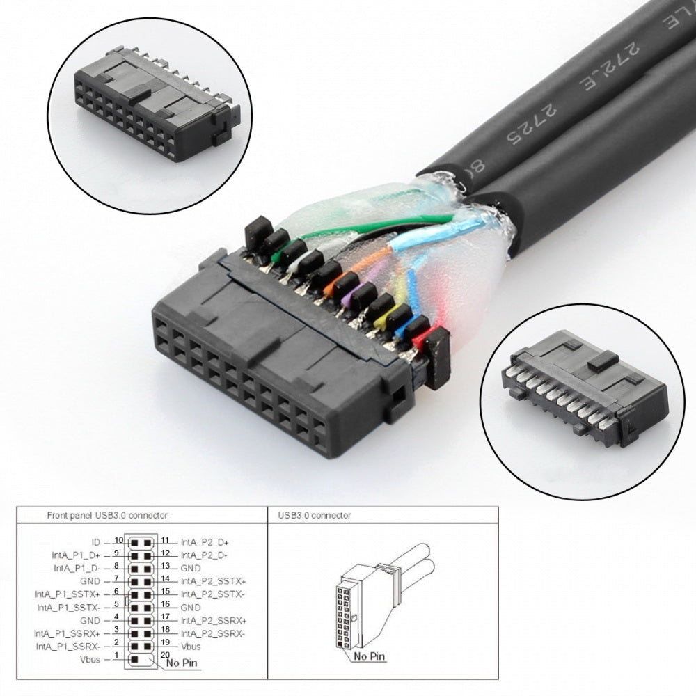 Right Angled USB 3.0 20Pin 19Pin Male Low Profile to Female Extension 5Gbps Cable 90 Degree for Motherboard