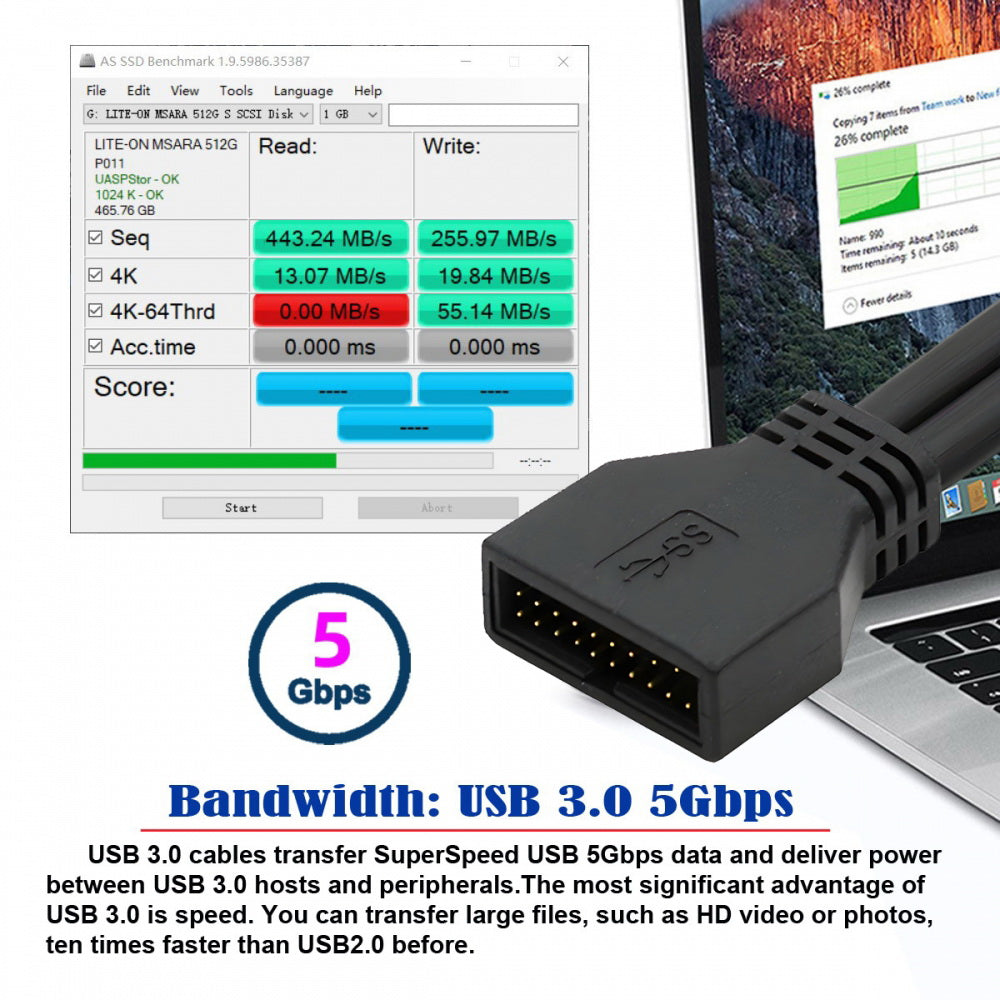 Right Angled USB 3.0 20Pin 19Pin Male Low Profile to Female Extension 5Gbps Cable 90 Degree for Motherboard