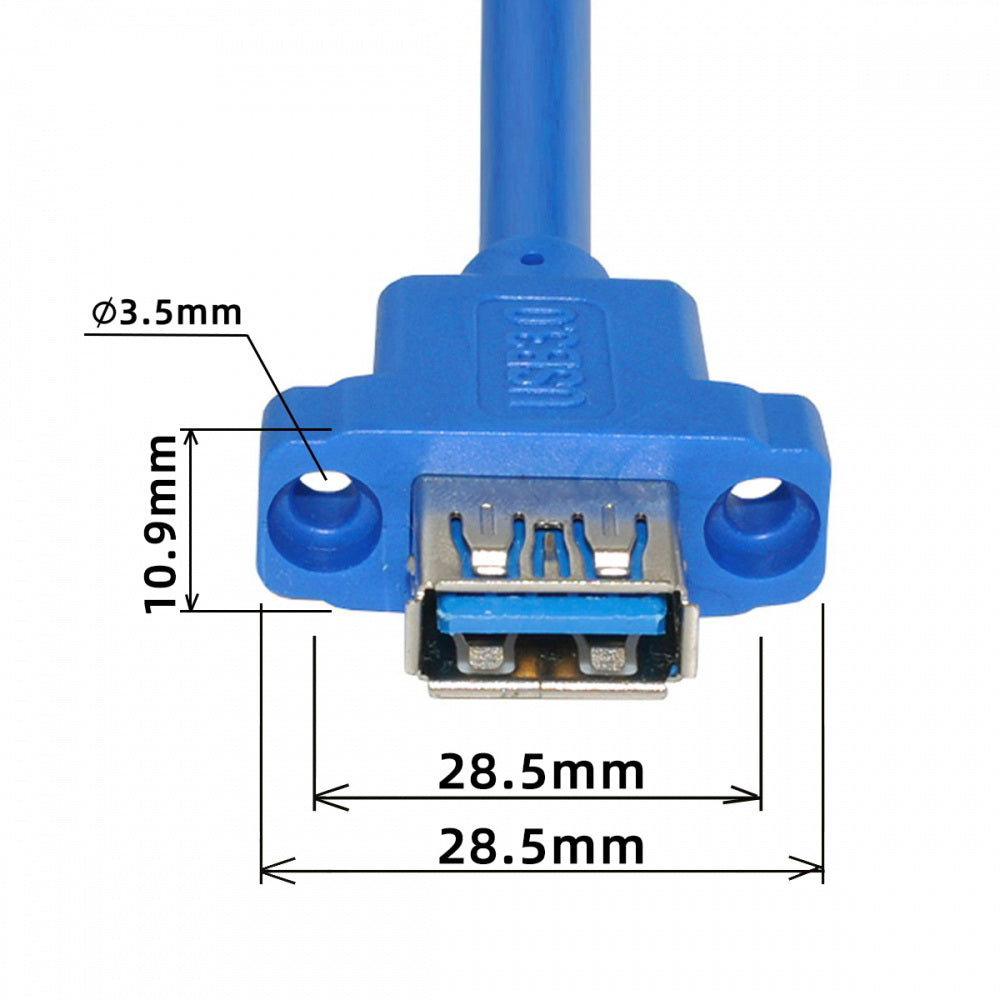 Dual Port USB 3.0 Female Type-A Panel Type to Motherboard 20Pin 19Pin Header Cable 50cm
