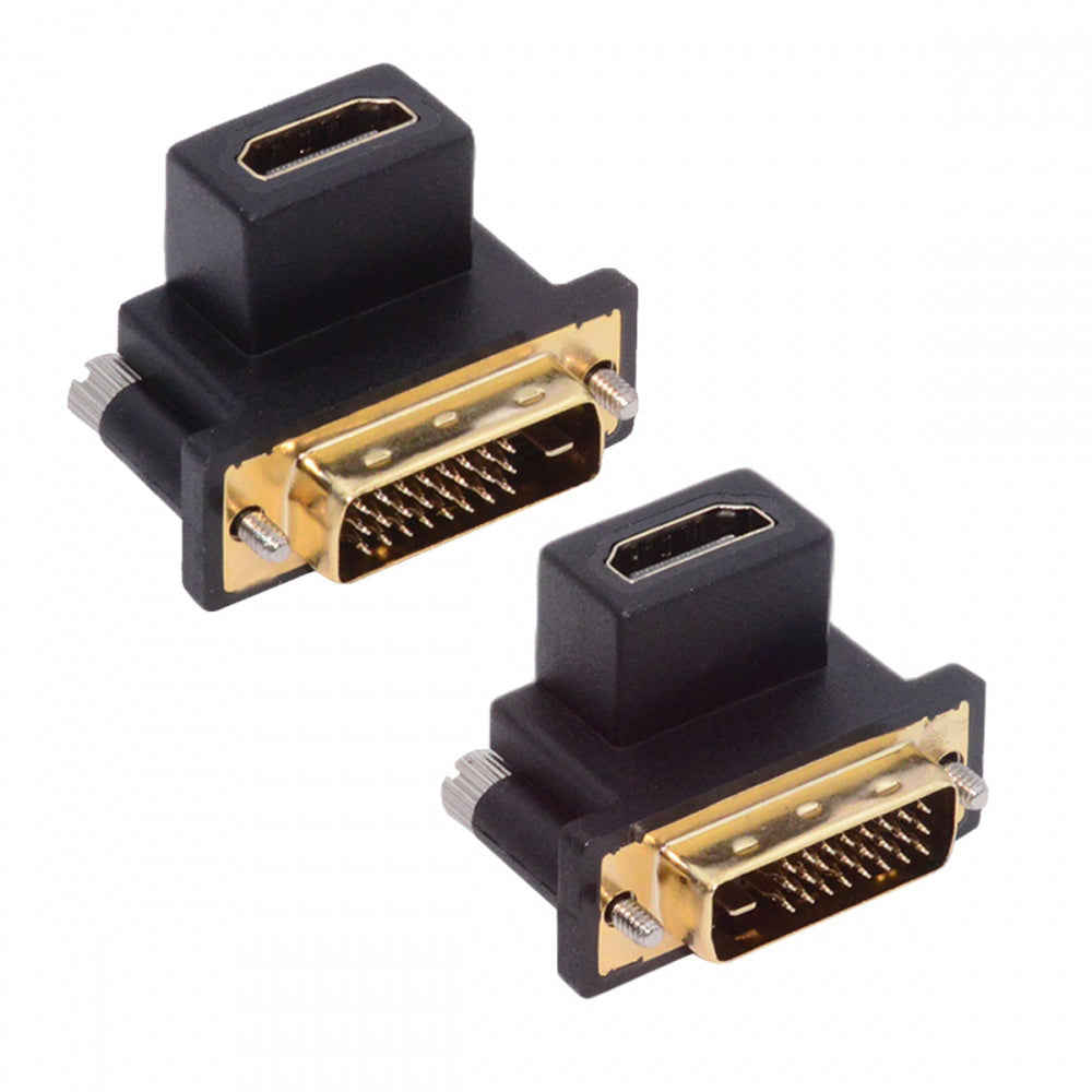 2pcs/lot Up & Down Angled 90 Degree DVI Male to HDMI Female 4K Adapter for Computer HDTV Graphics Card