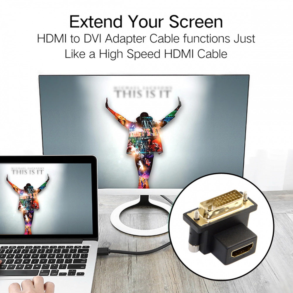 2pcs/lot Up & Down Angled 90 Degree DVI Male to HDMI Female 4K Adapter for Computer HDTV Graphics Card