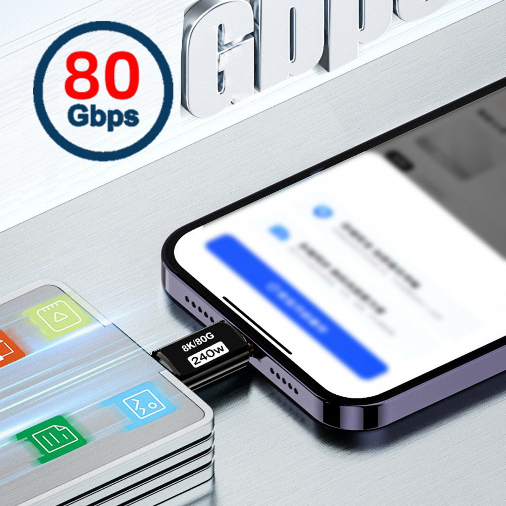 USB5.0 80Gbps Male to Male Extension Adapter with 240W 16K 8K 5K Compatible with USB4.0 Thunderbolt3/4/5