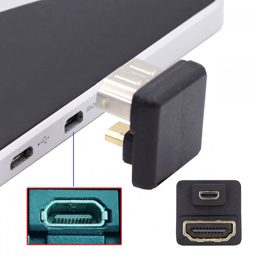 2pcs/lot Up & Down Micro HDMI 1.4 Male Type-D to HDMI Female Port Saver 360 Degree Opposite U Shape Back Angled Extension Adapter