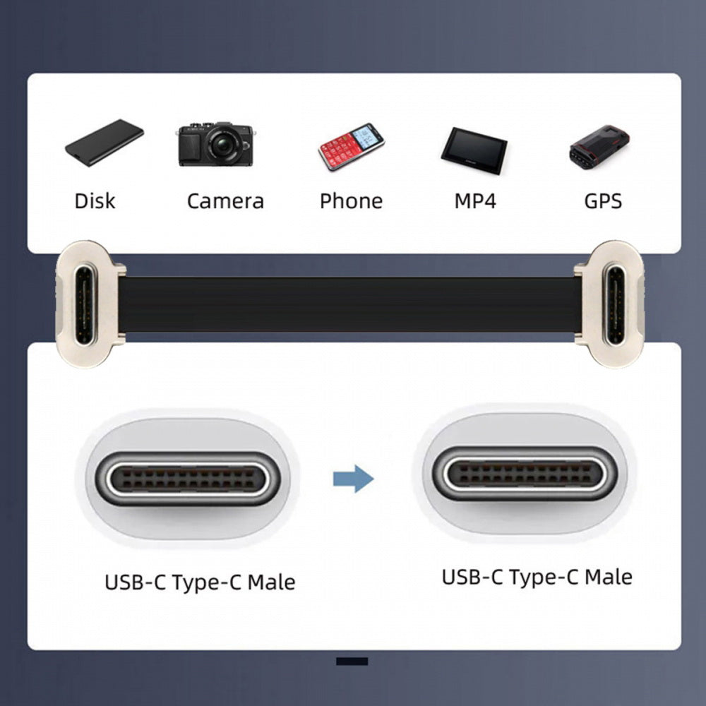 7cm Dual Angled Ultra Slim Flat USB-C Type C to USB-C Power USB2.0 Data Cable 65W Fast Charge for Laptop Tablet Phone