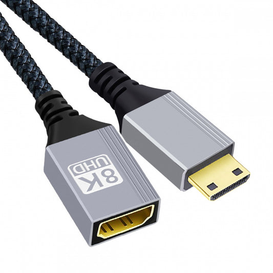 8K Type-C Mini HDMI 2.1 Male to HDMI Female Extension HDTV Cable for DV Camera Laptop Portable Monitor