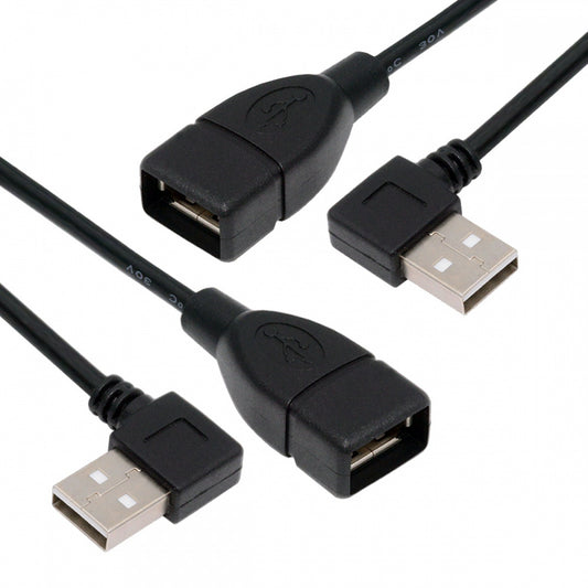 2pcs/lot Left & Right Angled Type USB 2.0 Type-A Male to USB Female Extension Cable 90 Degree Type 20cm