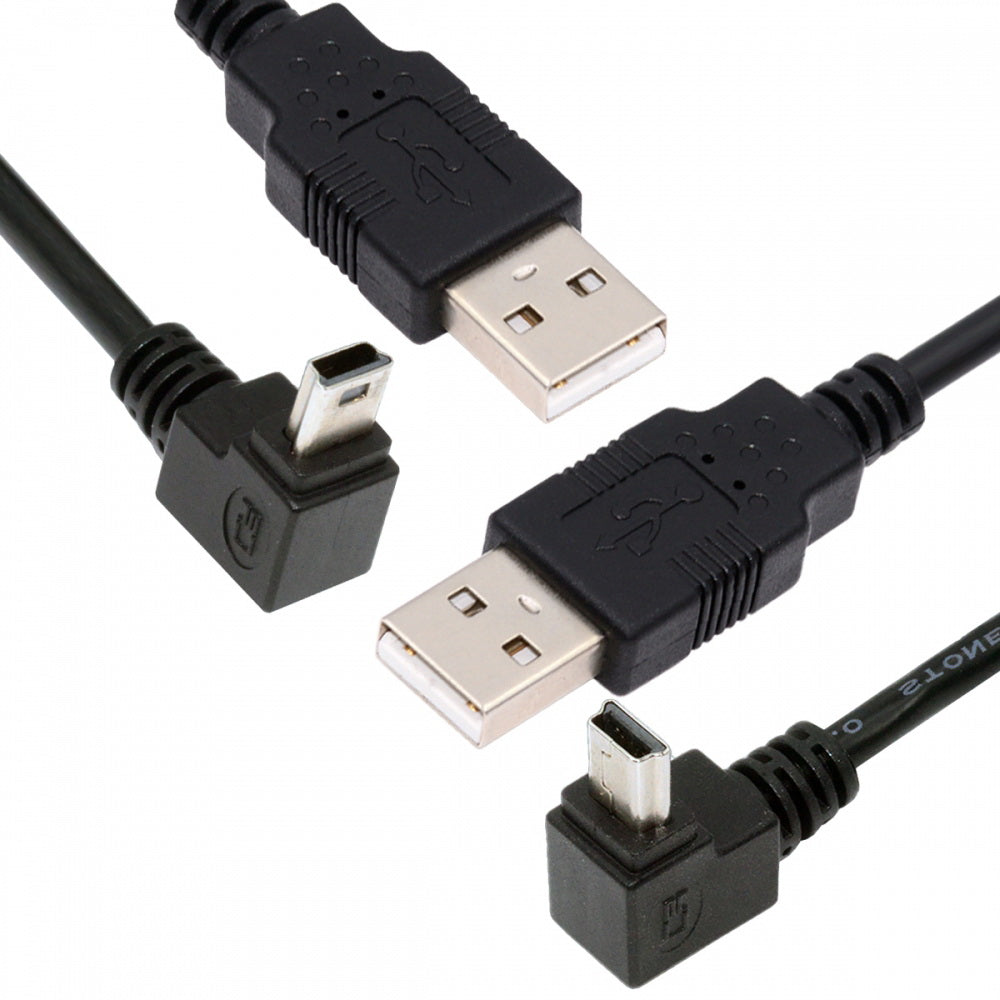 2pcs/lot Down & Up Angled Mini USB B Type 5pin Male 90 Degree to USB 2.0 Male Power Data Cable 50cm