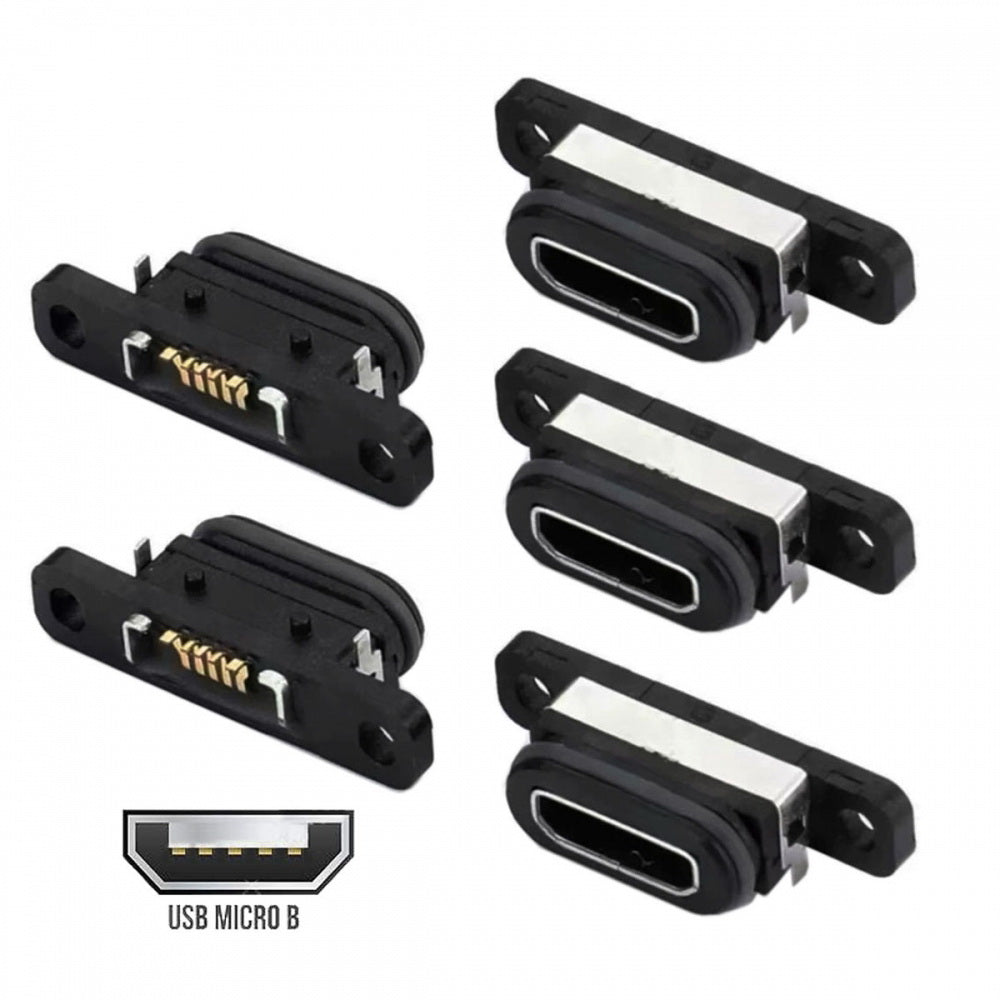 5pcs/set DIY OEM USB2.0 Micro-B Female Receptacle Socket Connector with Mounting Waterproof SMT Type 480Mbps